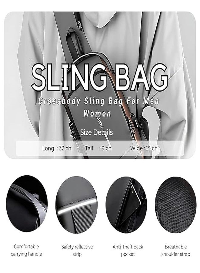 LOCANS Waterproof Polyester Slim Unisex Crossbody Sling Bag Chest Backpack Men's Shoulder Bag, Leisure Travel Handbag, Hard Shell Anti-Theft Chest Bag - Image 4